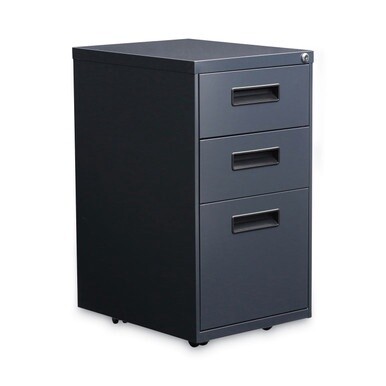 File Pedestal, Left or Right, 3-Drawers: Box/Box/File, Legal/Letter, Charcoal, 14.96&quot; x 19.29&quot; x 27.75&quot;