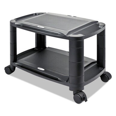 3-in-1 Cart/Stand, Plastic, 3 Shelves, 1 Drawer, 100 lb Capacity, 21.63&quot; x 13.75&quot; x 24.75&quot;, Black/Gray