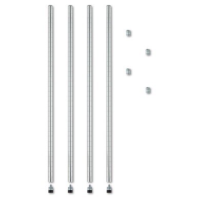 Stackable Posts For Wire Shelving, 36&quot; High, Silver, 4/Pack