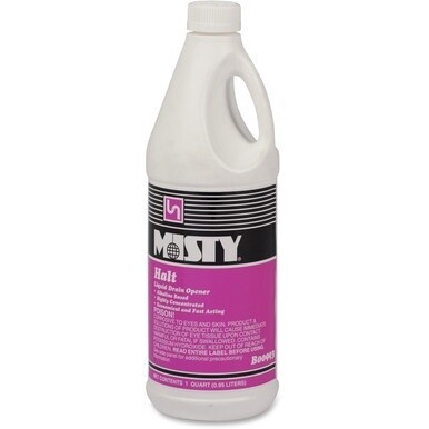 MISTY Halt Liquid Drain Opener - Ready-To-Use/Concentrate - 32 fl oz (1 quart) - 12 / Carton - Red