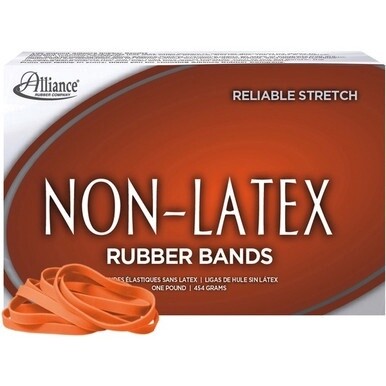 Alliance Rubber 37646 Non-Latex Rubber Bands - Size #64 - 1 lb. box contains approx. 380 bands - 3 1/2&quot; x 1/4&quot; - Orange