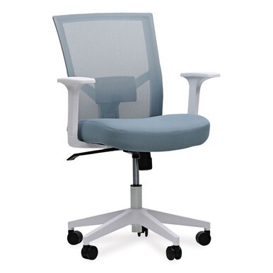 Mesh Back Fabric Task Chair, Supports Up to 275 lb, 17.32&quot; to 21.1&quot; Seat Height, Seafoam Blue Seat/Back