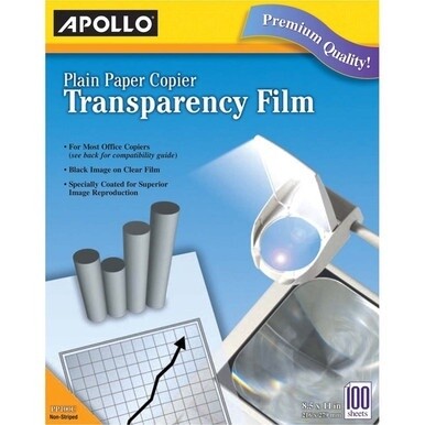 Apollo Plain Paper Copier Transparency Film - 8 1/2&quot; x 11&quot; - 100 / Box - Black, White