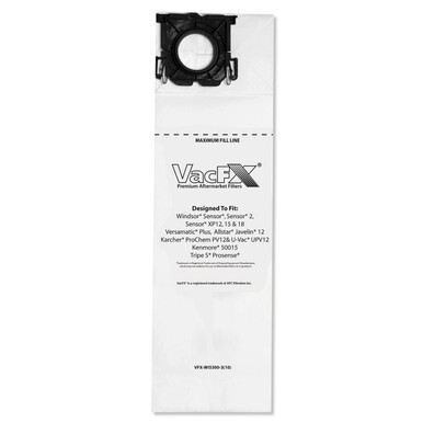 Vacuum Filter Bags Designed to Fit Allstar Javelin 12&#39;&#39; Series/Windsor Sensor S/S2/XP/Veramatic Plus, 100/Carton