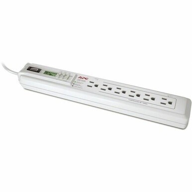 APC by Schneider Electric SurgeArrest Essential P6GC 6-Outlets Surge Suppressor - 6 x NEMA 5-15R - 1080 J - 120 V Input - 120 V AC Output - 3 ft