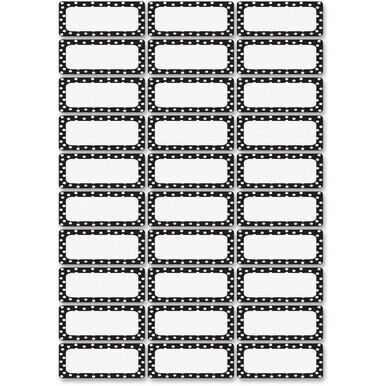 Ashley Dry Erase Black/White Dots Nameplate Magnets - Magnetic - Dotted - Die-cut, Write on/Wipe off - Black, White - 1 / Pack