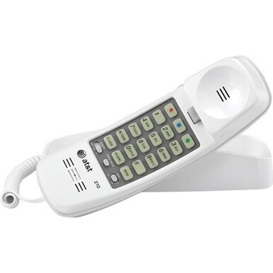 AT&amp;T Trimline 210WH Standard Phone - White - 1 x Phone Line