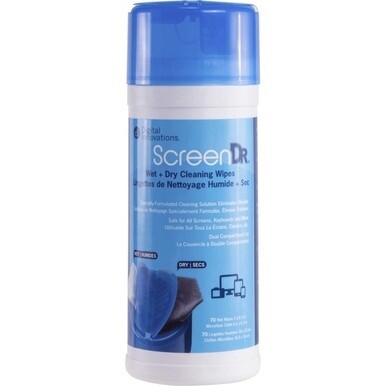 Digital Innovations ScreenDr Wet/Dry Streak-Free Wipes, 70-pack - For Electronic Equipment, Display Screen - Alcohol-free, Ammonia-free, Streak-free, Non-abrasive, Anti-static, Soft - 70 / Pack - 1 Ea
