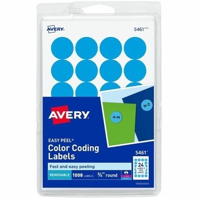 GSA MAS Avery&amp;reg; Removable Color-Coding Labels, Removable Adhesive, Light Blue, 3/4" Diameter, 1,008 Labels (5461) - Avery&amp;reg; Removable Color-Coding Labels, 3/4" Diameter, 1,008 Labels (5461)