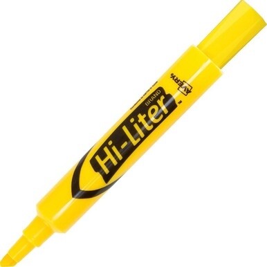 Avery&amp;reg; Desk Style Highlighters - Chisel Marker Point Style - Yellow - Yellow Barrel - 12 / Dozen