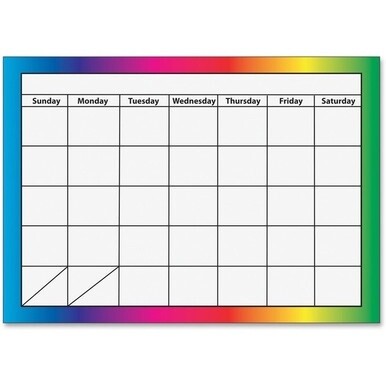 Ashley 1-month Dry Erase Magnetic Calendar - Academic - Monthly - 8 1/2&quot; x 11&quot; Sheet Size - Multicolor - Write on/Wipe off, Dry Erase Surface, Magnetic - 1 Each