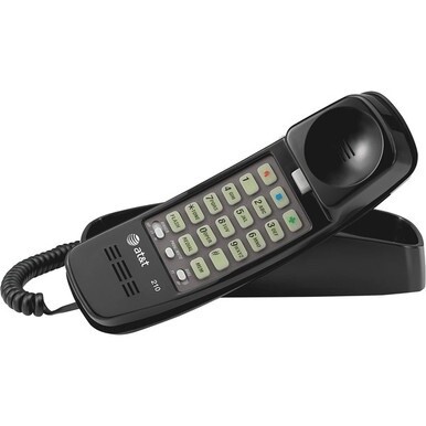 AT&amp;T Trimline 210-BK Standard Phone - Black - 1 x Phone Line - Hearing Aid Compatible