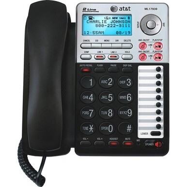 AT&amp;T ML17939 Standard Phone - 2 x Phone Line - Speakerphone - Answering Machine