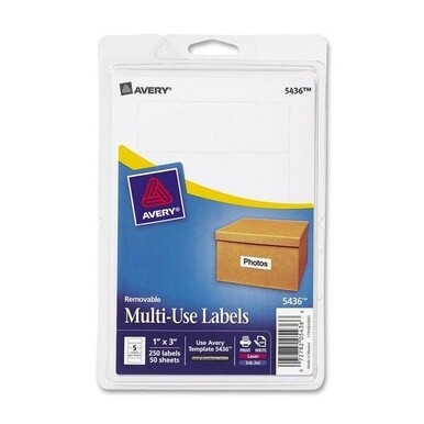 GSA MAS Avery&amp;reg; Removable ID Labels - 3" Width x 1" Length - Removable Adhesive - Rectangle - Laser, Inkjet - White - 250 / Pack - Self-adhesive