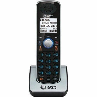 AT&amp;T TL86009 DECT 6.0 Accessory Handset for AT&amp;T TL86109, Black - Cordless - Headset Port - Silver