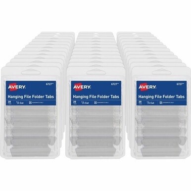 Avery&amp;reg; Hanging File Folder Tabs and Inserts, 1/5 Cut, Clear, 20 File Folder Tabs and Inserts Total (06727) - Avery&amp;reg; Hanging File Folder Tabs, 1/5 Cut, 20 Total (06727)