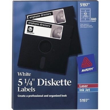 Avery&amp;reg; Floppy Disk Label - Permanent Adhesive - Rectangle - Matte White - 1 / Carton