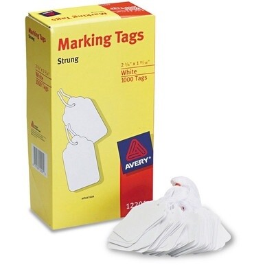 Avery&amp;reg; White Marking Tags - 2.75&quot; Length x 1.69&quot; Width - Rectangular - Twine Fastener - 1000 / Box - Cotton, Polyester - White