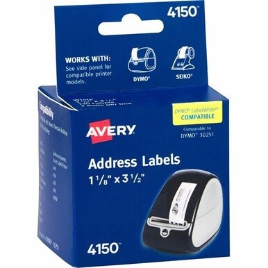 Avery&amp;reg; Direct Thermal Roll Labels - 3 1/2" Width x 1 1/8" Length - Permanent Adhesive - Rectangle - Direct Thermal - Bright White - Paper - 130 / Sheet - 2 Total Sheets - 260 Total Label(s) - 260 