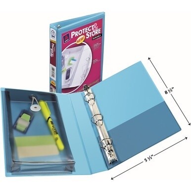 Avery&amp;reg; 1&quot; Mini Durable View Binder - 1&quot; Binder Capacity - Half-letter - 5 1/2&quot; x 8 1/2&quot; Sheet Size - 175 Sheet Capacity - Round Ring Fastener(s) - 2 Pocket(s) - Polypropylene - Recycled - Pocket, 