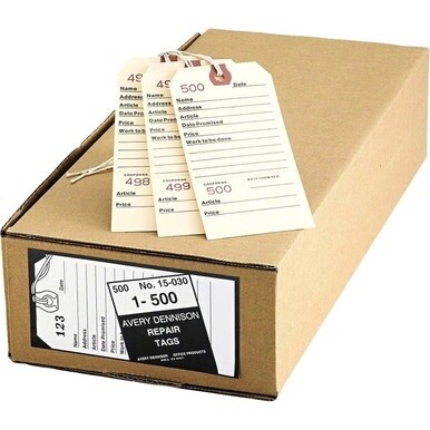 Avery&amp;reg; Duplicate Repair Tags - 5.25&quot; Length x 2.63&quot; Width - Rectangular - 1 to 500 Print Serial - String Fastener - 500 / Box - Card Stock - Manila