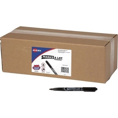 Avery&amp;reg; Marks-A-Lot Value Pack Pen-Style Permanent Markers - Bullet Marker Point Style - Black - 200 / Carton