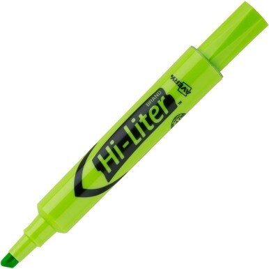 Avery&amp;reg; Desk-Style, Fluorescent Green, 1 Count (24020) - Chisel Marker Point Style - Refillable - Fluorescent Green Water Based Ink - Green Barrel - 1 Dozen