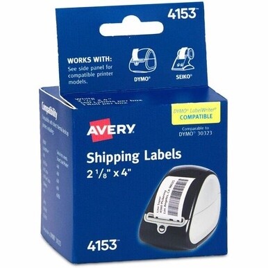 Avery&amp;reg; Direct Thermal Roll Labels, 2-1/8" x 4" , White, 140 Shipping Labels Per Roll, 1 Roll (4153) - Avery Thermal Roll Labels 2-1/8"x4" , 140 Shipping Labels-1 Roll (4153)