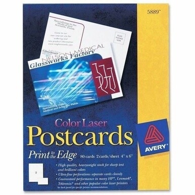 Avery&amp;reg; Sure Feed Postcards - 97 Brightness - 6&quot; x 4&quot; - 80 / Box - Perforated, Heavyweight, Rounded Corner, Uncoated - White