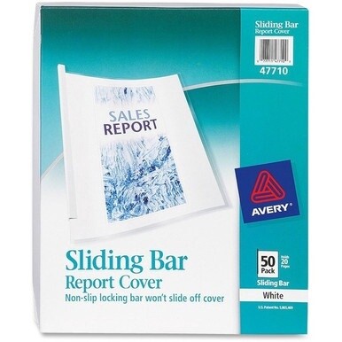 Avery&amp;reg; Report Cover - 1/8&quot; Folder Capacity - 20 Sheet Capacity - Poly - White, Clear - 50 / Box