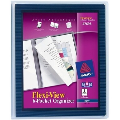 Avery&amp;reg; Flexi-View Letter Pocket Folder - 8 1/2" x 11" - 150 Sheet Capacity - 6 Internal Pocket(s) - Polypropylene - Navy Blue - 1 Each