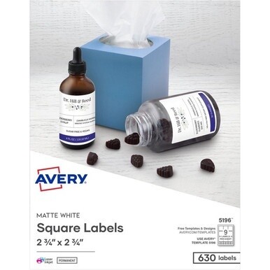 Avery&amp;reg; 3-1/2&quot; Diskette Labels - Permanent Adhesive - Laser, Inkjet - 630 Total Label(s) - 630 / Box
