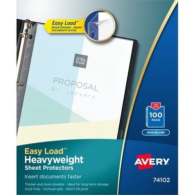 Avery&amp;reg; Heavyweight Sheet Protectors - For Letter 8 1/2&quot; x 11&quot; Sheet - 3 x Holes - Ring Binder - Top Loading - Clear - Polypropylene - 100 / Box