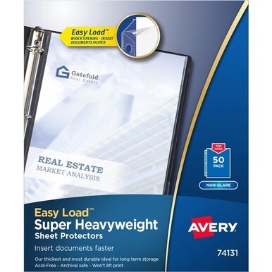 Avery&amp;reg; Super-Heavyweight Sheet Protectors - 10 x Sheet Capacity - For Letter 8 1/2" x 11" Sheet - 3 x Holes - Ring Binder - Top Loading - Clear - Polypropylene - 50 / Box