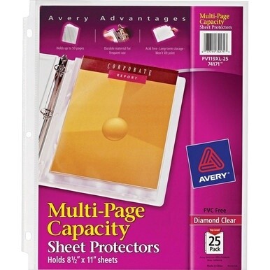 Avery&amp;reg; Diamond Clear Multi-Page Capacity Sheet Protectors - 50 x Sheet Capacity - For Letter 8 1/2&quot; x 11&quot; Sheet - Clear - Polypropylene - 25 / Pack