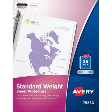 Avery&amp;reg; Standard-Weight Sheet Protectors - For Letter 8 1/2&quot; x 11&quot; Sheet - Clear - Polypropylene - 25 / Pack