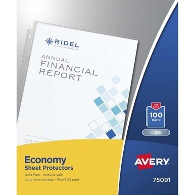 Avery&amp;reg; Economy-Weight Sheet Protectors - For Letter 8 1/2&quot; x 11&quot; Sheet - Clear - Polypropylene - 100 / Box