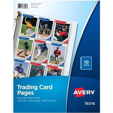 Avery&amp;reg; Trading Card Pages - 90 x Trading Card Capacity - 3 x Rings - Ring Binder - Clear - 24 / Carton