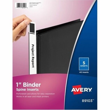 Avery(R) Binder Spine Inserts, 1 Inch Binders, 40 Inserts (89103) - Avery(R) Binder Spine Inserts, For 1 Inch Ring Binders with 1.4&quot; Spine Width, 40 Cardstock View Binder Spine ID Inserts (89103)