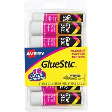 Avery&amp;reg; Glue Stick - 0.26 oz - 18 / Pack - White