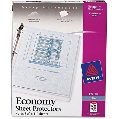 Avery&amp;reg; Economy-Weight Sheet Protectors - For Letter 8 1/2&quot; x 11&quot; Sheet - Clear - Polypropylene - 50 / Box