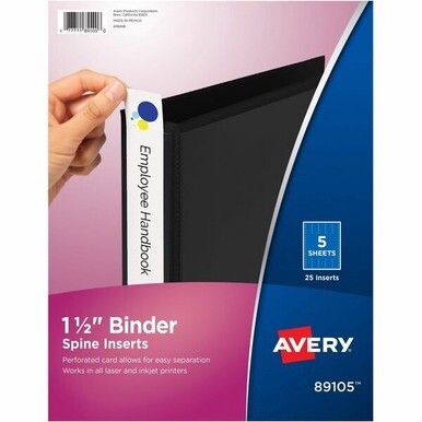 Avery(R) Binder Spine Inserts, 1-1/2 Inch Binders, 25 Inserts (89105) - Avery(R) Binder Spine Inserts, For 1-1/2 Inch Ring Binders with 1.4&quot; Spine Width, 25 Cardstock View Binder Spine ID Inserts (891