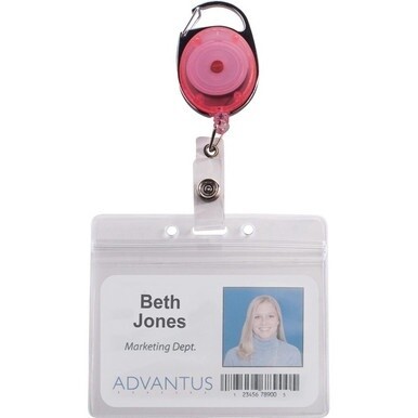 Advantus Neon Carabiner ID Reels - 2.4&quot; x 2.2&quot; x - Nylon, ABS Plastic - 20 / Pack - Neon Orange, Neon Yellow, Neon Green, Neon Pink