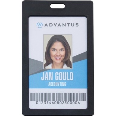Advantus Vertical Rigid ID Badge Holder - Support 2&quot; x 3.25&quot; Media - Vertical - Plastic - 6 / Pack - Black