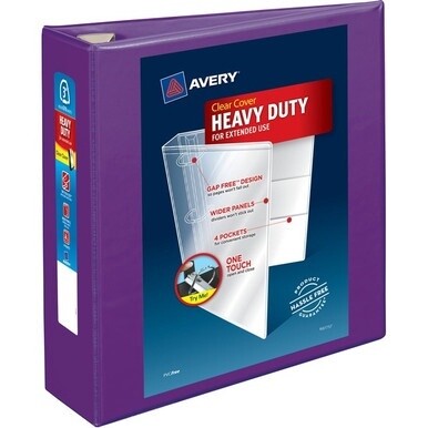 Avery&amp;reg; Heavy-Duty View Purple 3&quot; Binder (79810) - Avery&amp;reg; Heavy-Duty View 3 Ring Binder, 3&quot; One Touch EZD&amp;reg; Rings, 3.5&quot; Spine, 1 Purple Binder (79810)