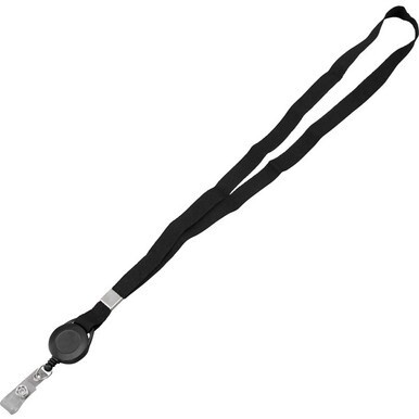 Advantus Badge Reel Lanyard - 12 / Pack - 36&quot; Length - Black - Woven