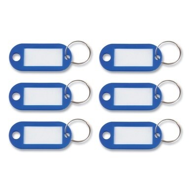 Key Tags Label Window, 0.88 x 0.19 x 2, Dark Blue, 6/Pack