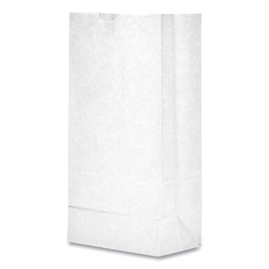 Grocery Paper Bags, 35 lb Capacity, #8, 6.13" x 4.17" x 12.44", White, 500 Bags