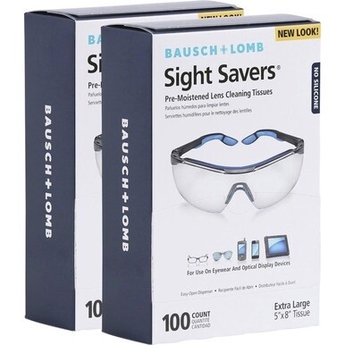 Bausch + Lomb Sight Savers Lens Cleaning Tissues - For Eyeglasses, Monitor, Camera Lens, Binocular - Anti-fog, Anti-static, Pre-moistened, Silicone-free, Individually WrappedBox - 200 / Bundle - Multi