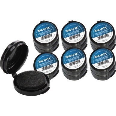 SICURIX Adhesive Fingerprint Ink Pads - 12 / Carton - 0.5&quot; Height x 1.5&quot; Width x 1.5&quot; Depth - Black Ink - Black